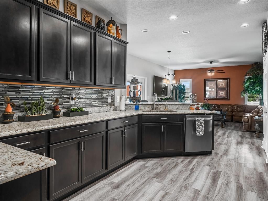 Dining room, Interior, Kitchen, Living room, Pendant Lights, Recessed Lighting, Wood Texture Flooring