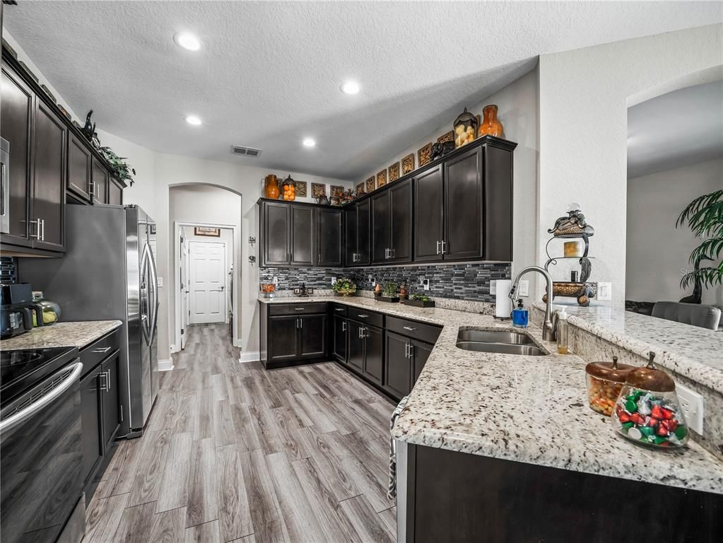 Interior, Kitchen, Recessed Lighting, Wood Texture Flooring