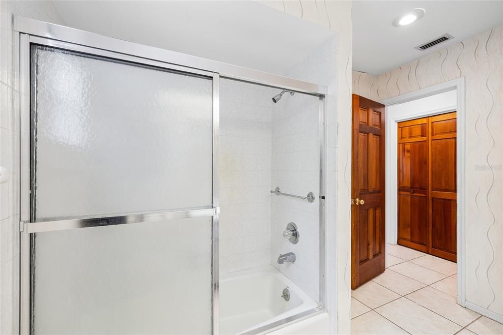 Bathroom, Glass Shower, Interior, Recessed Lighting