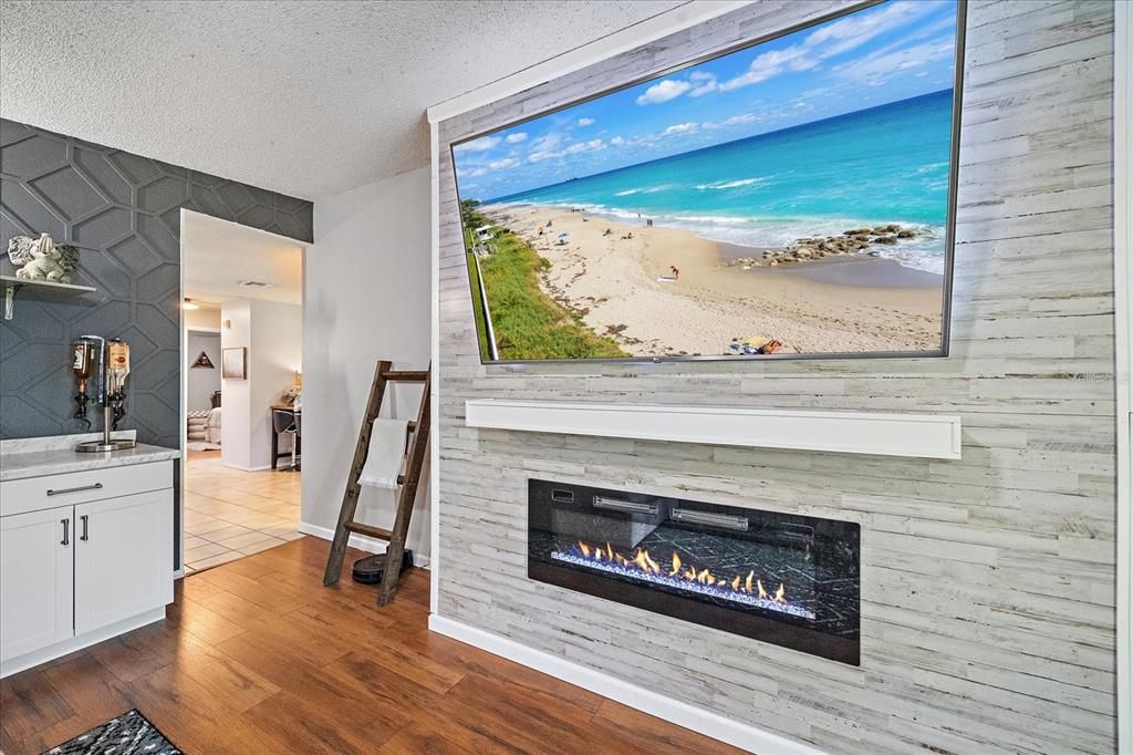 Fireplace, Interior, Water, Wood Texture Flooring