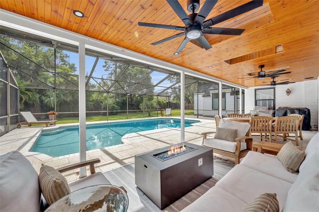 Dining room, Glass Ceilings, Interior, Pool, Recessed Lighting, Sun Room, Wooden Ceilings