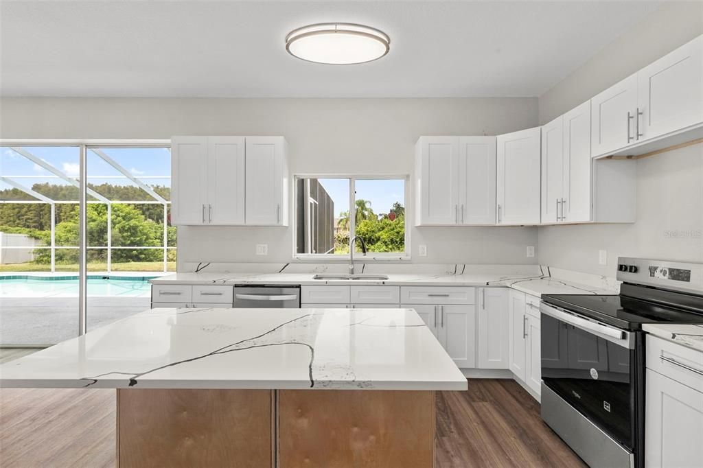 Interior, Kitchen, Stainless Steel Appliances, Wood Texture Flooring
