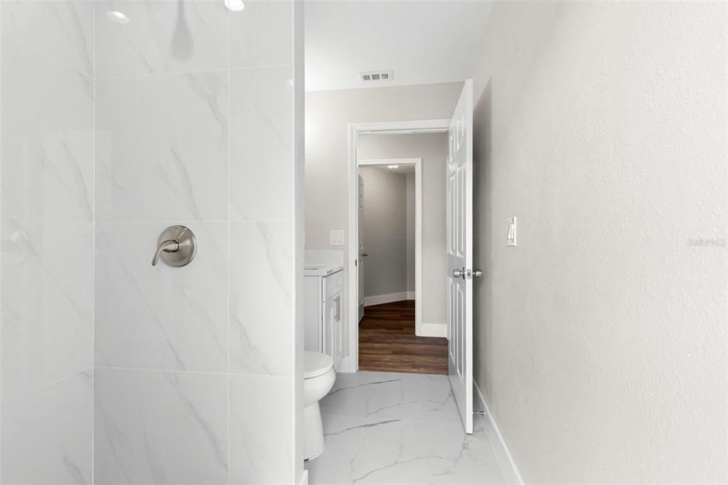 Bathroom, Interior, Marble, Marble Walls, Recessed Lighting