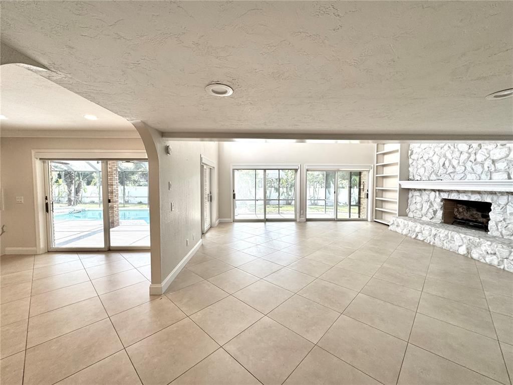 Empty room, Fireplace, Interior, Recessed Lighting
