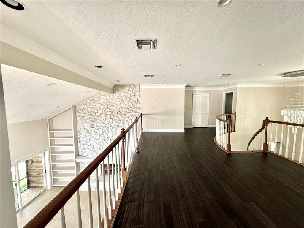 Interior, Recessed Lighting, Stone Walls, Wood Texture Flooring