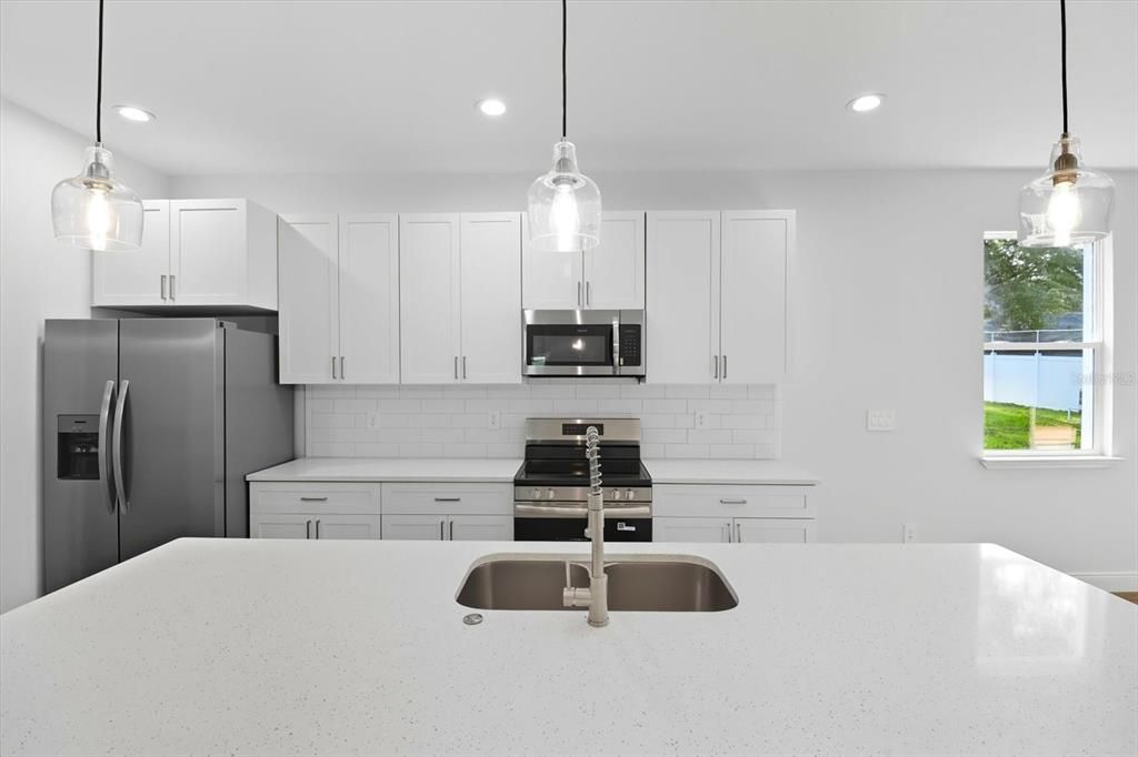 Interior, Kitchen, Pendant Lights, Recessed Lighting, Stainless Steel Appliances