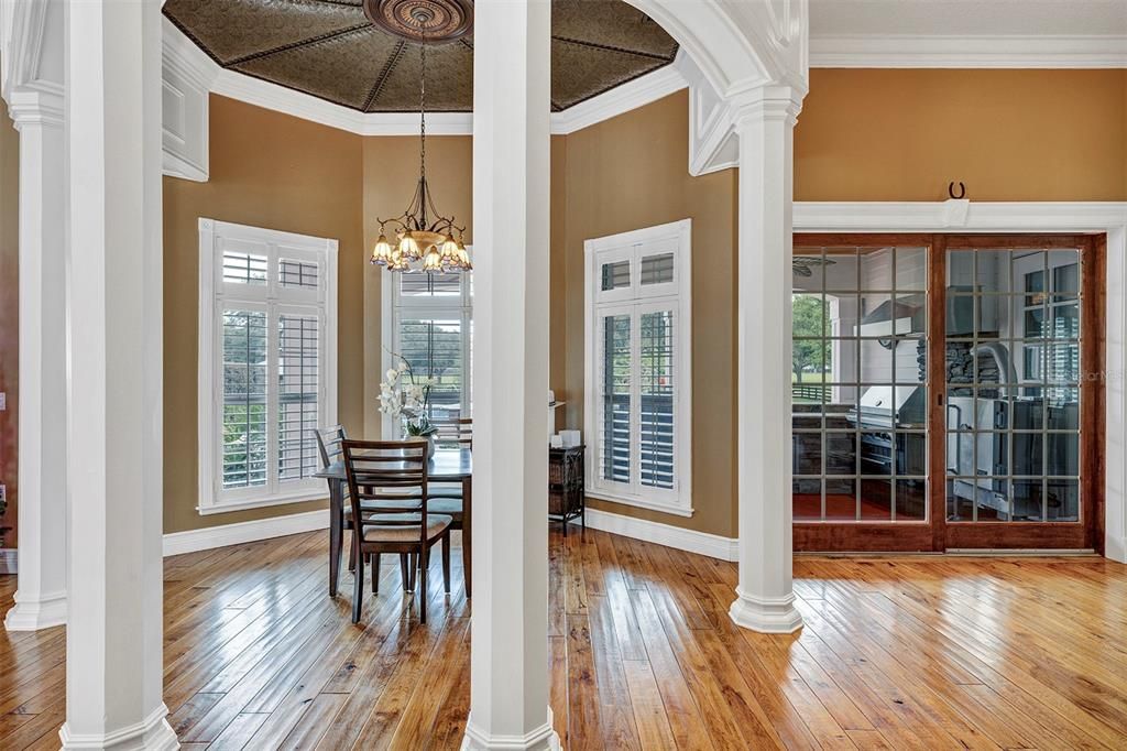 Chandelier, Dining room, Interior, Wood Texture Flooring