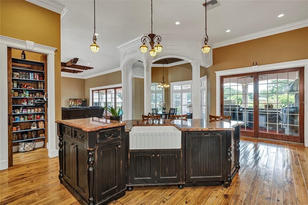 Dining room, Interior, Pendant Lights, Recessed Lighting, Wood Texture Flooring