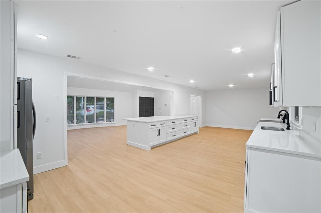 Interior, Kitchen, Recessed Lighting, Wood Texture Flooring