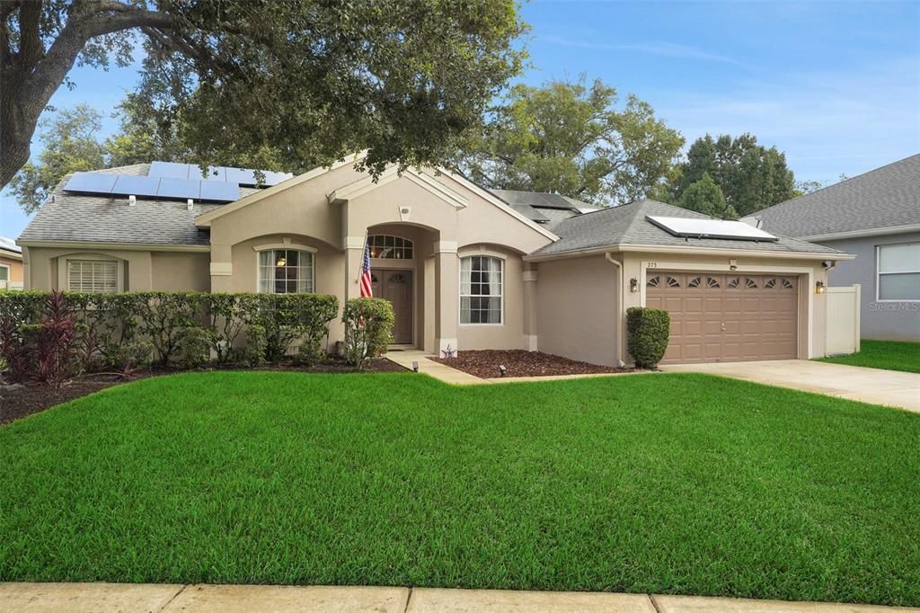 Attached, Backyard, Exterior, Facade, Solar Panels, Ranch