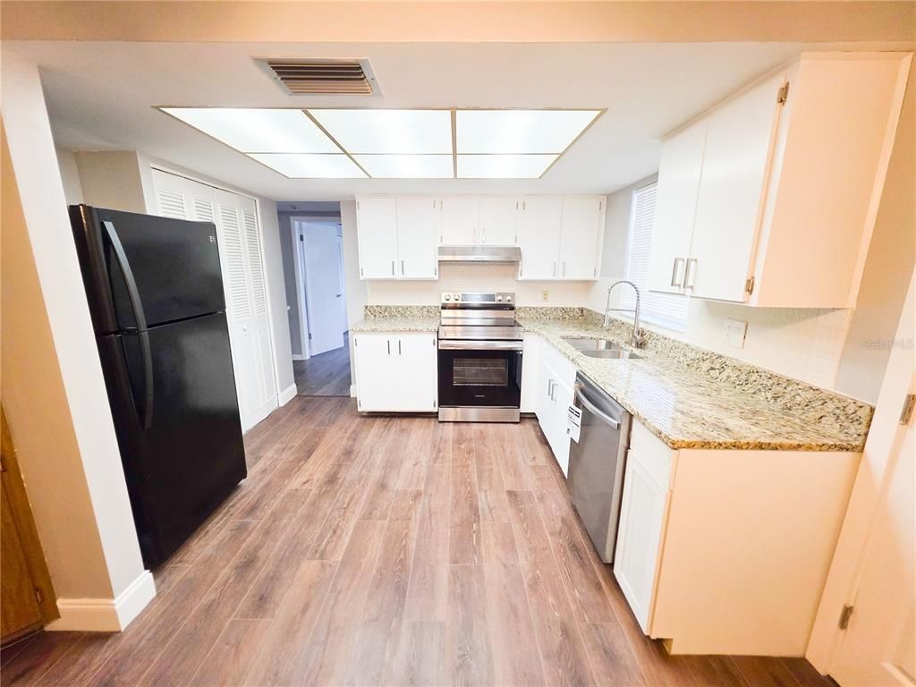Interior, Kitchen, Stainless Steel Appliances, Wood Texture Flooring