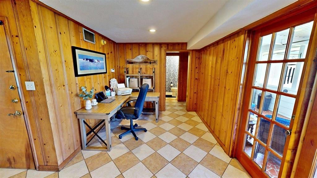Home Office, Interior, Recessed Lighting, Wooden Walls