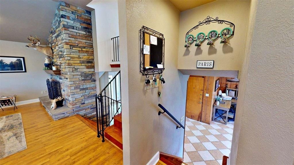 Fireplace, Interior, Stone Walls, Wood Texture Flooring
