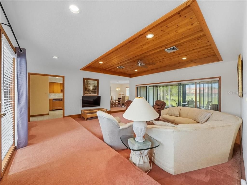 Dining room, Interior, Living room, Recessed Lighting, Wooden Ceilings