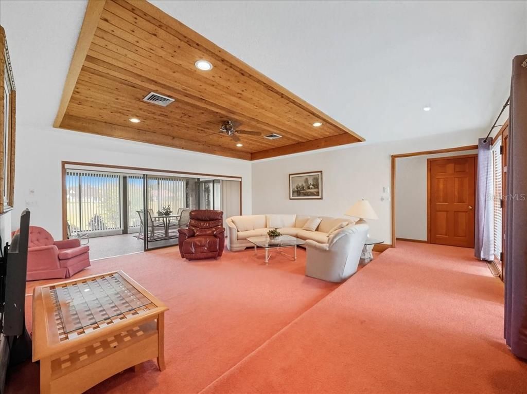 Interior, Living room, Recessed Lighting, Wooden Ceilings
