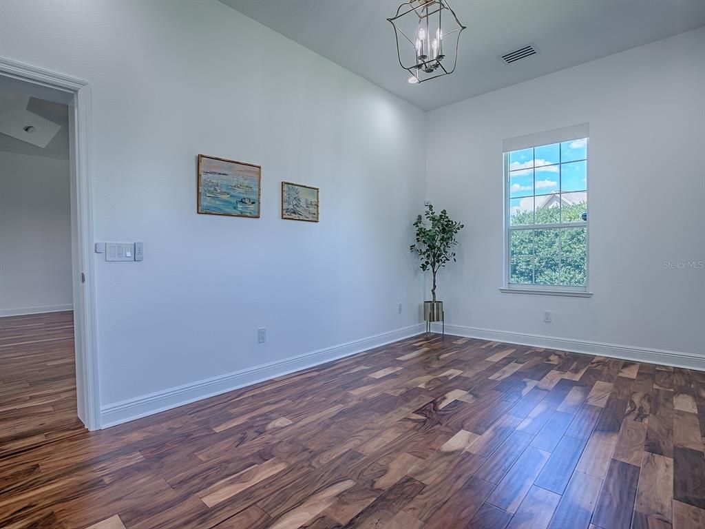 Empty room, Interior, Pendant Lights, Wood Texture Flooring