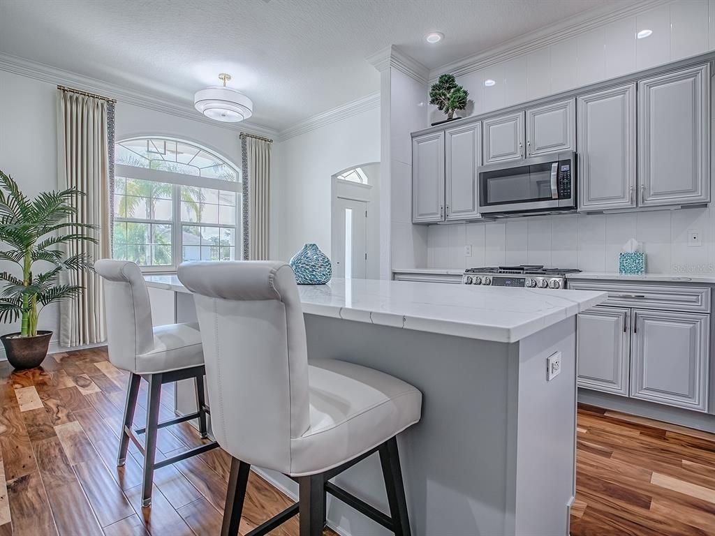 Interior, Kitchen, Recessed Lighting, Wood Texture Flooring