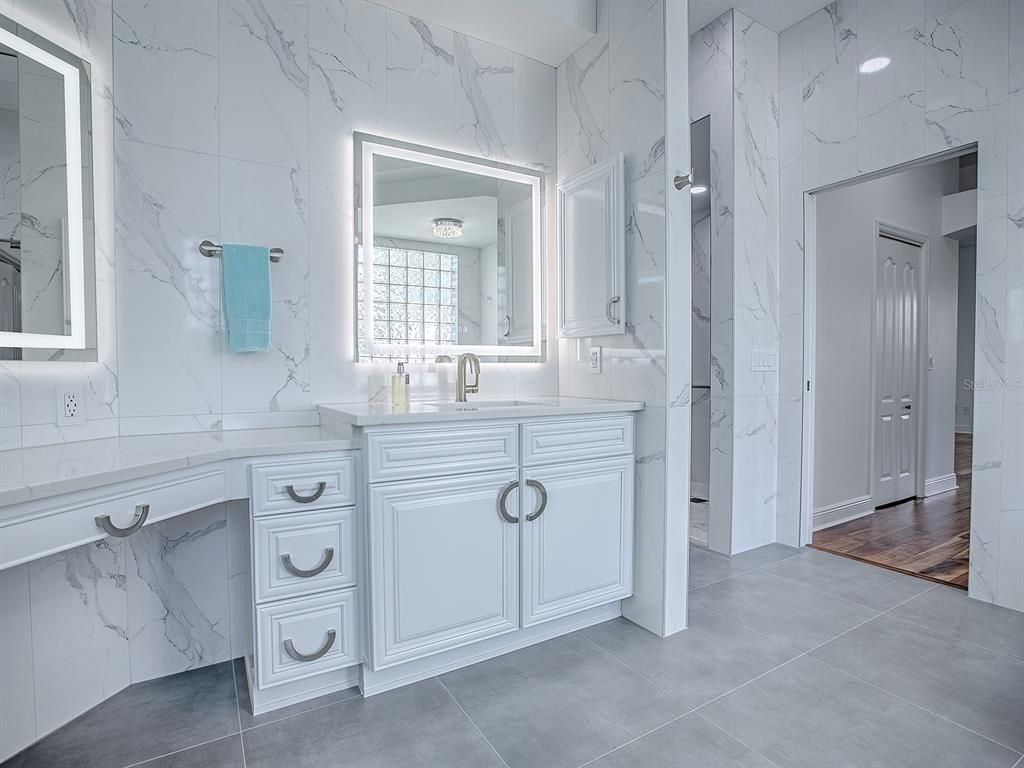 Bathroom, Dual Sink Vanities, Interior, Marble Walls