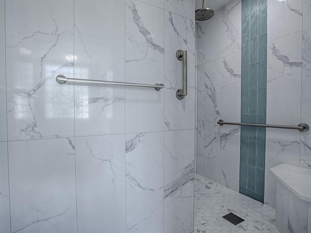 Bathroom, Glass Shower, Interior, Marble Walls