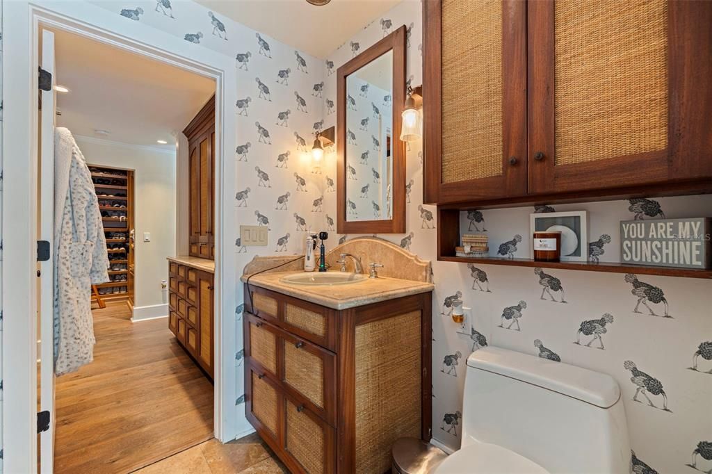 Bathroom, Interior, Recessed Lighting, Wood Texture Flooring