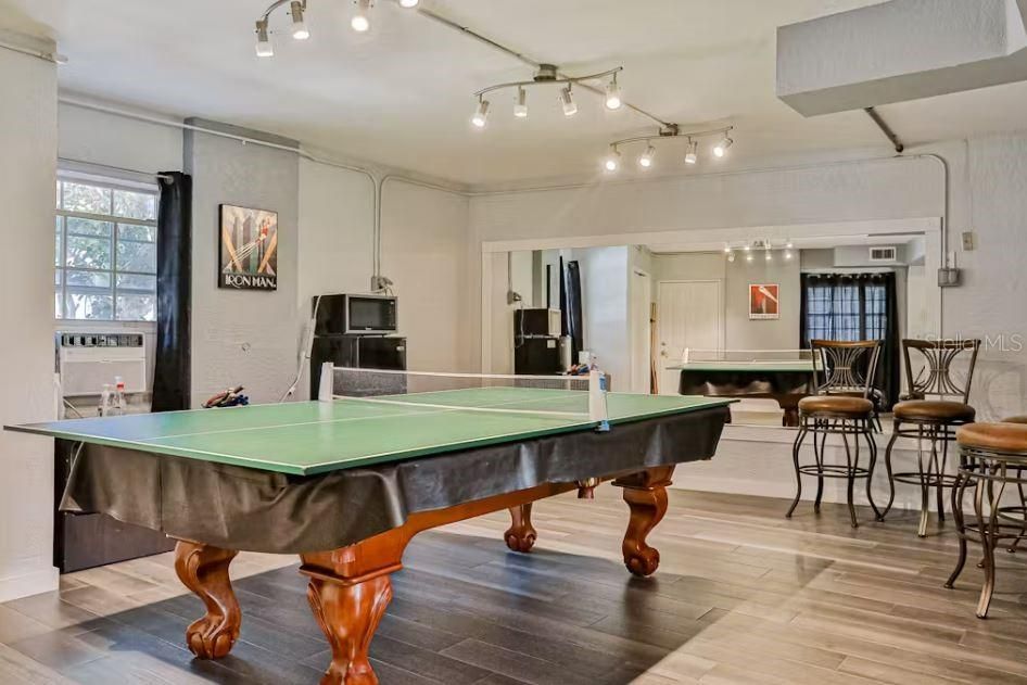 Billiard Table, Game Room, Interior, Wood Texture Flooring