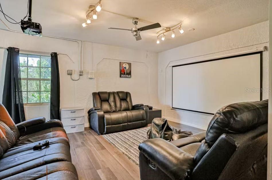 Home Theatre Room, Interior, Living room, Projection Screen, Theatre Room, Wood Texture Flooring