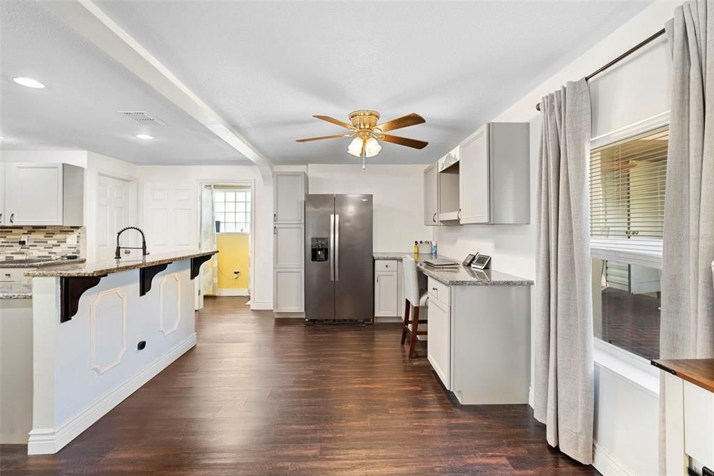 Interior, Kitchen, Recessed Lighting, Wood Texture Flooring