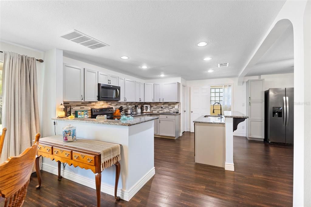 Interior, Kitchen, Recessed Lighting, Wood Texture Flooring