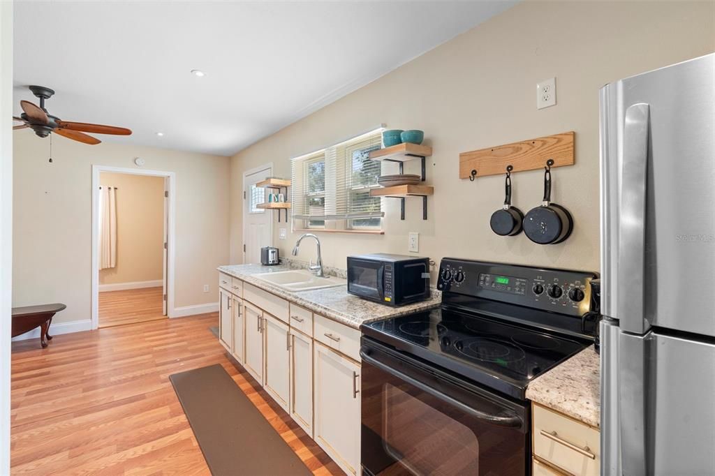 Interior, Kitchen, Recessed Lighting, Wood Texture Flooring