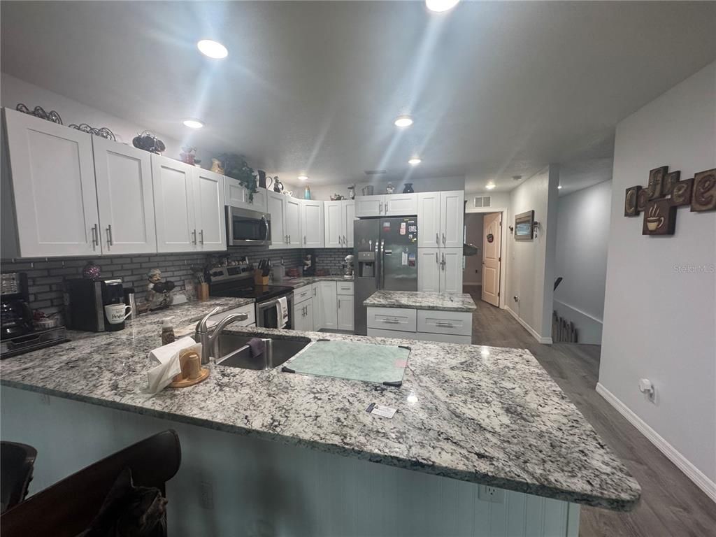 Interior, Kitchen, Recessed Lighting, Wood Texture Flooring