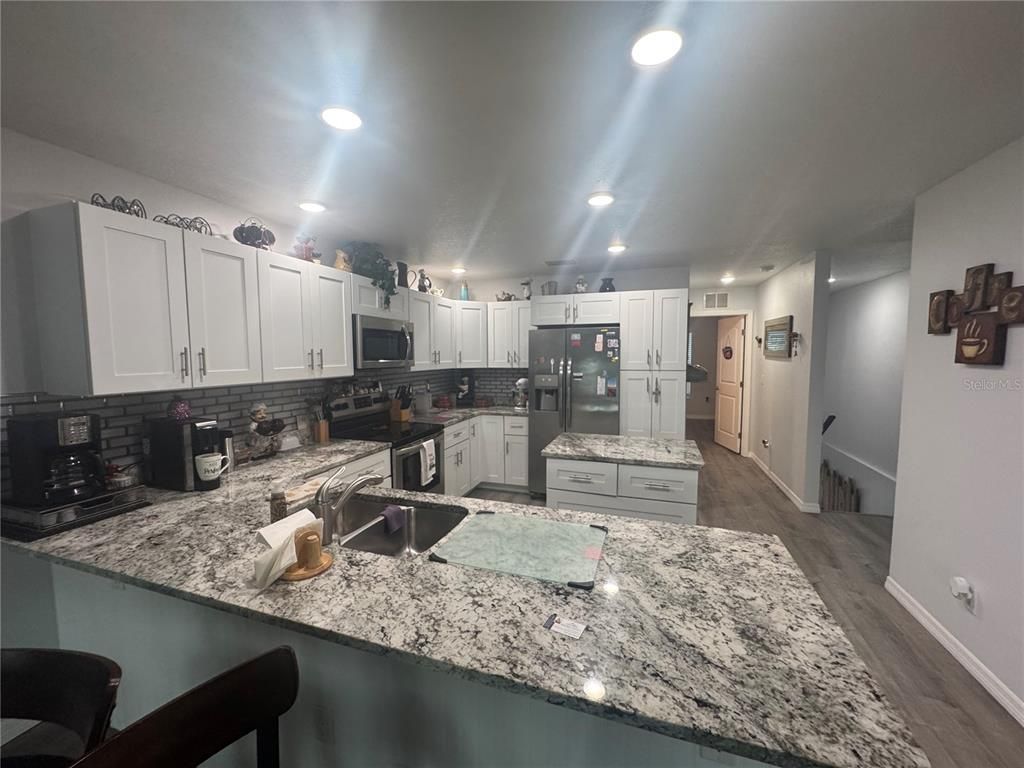 Interior, Kitchen, Recessed Lighting, Wood Texture Flooring