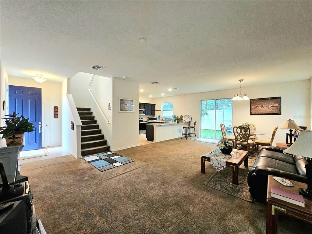 Dining room, Fireplace, Interior, Kitchen, Living room, Pendant Lights, Recessed Lighting