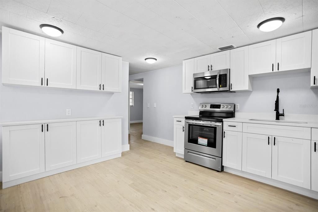 Interior, Kitchen, Stainless Steel Appliances, Wood Texture Flooring