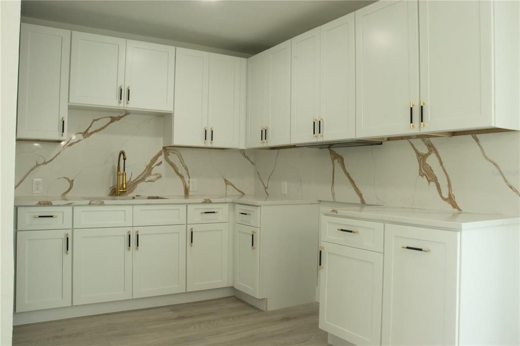 Interior, Kitchen, Marble Walls, Wood Texture Flooring