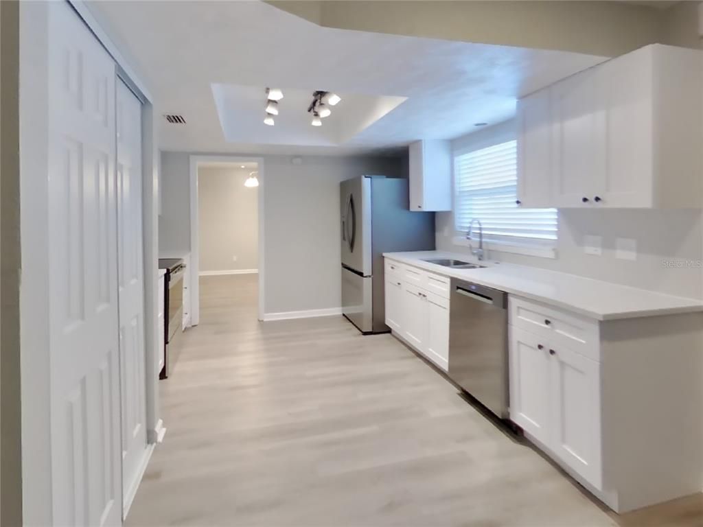 Interior, Kitchen, Stainless Steel Appliances, Wood Texture Flooring