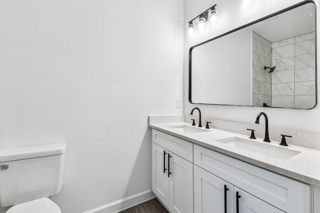 Bathroom, Dual Sink Vanities, Interior, Wood Texture Flooring