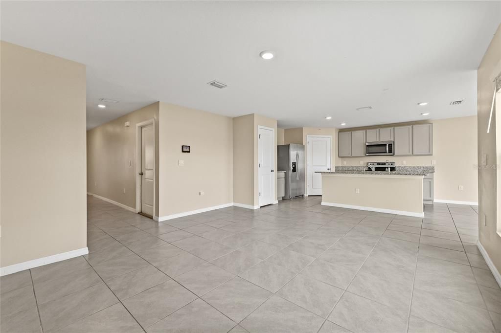 Empty room, Interior, Kitchen, Recessed Lighting, Stainless Steel Appliances