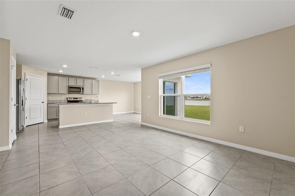 Empty room, Interior, Kitchen, Recessed Lighting, Stainless Steel Appliances, Water