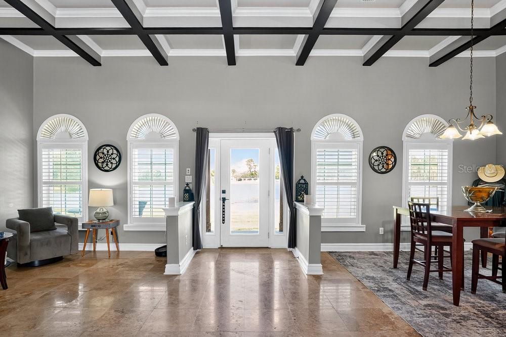 Dining room, Interior, Pendant Lights, Wooden Beams