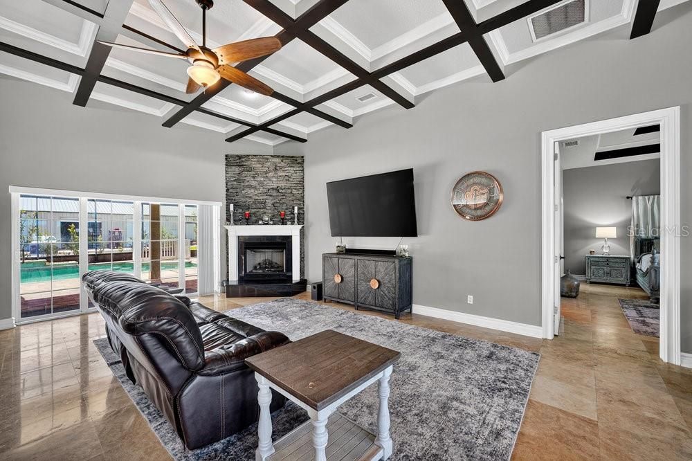 Fireplace, Interior, Living room, Stone Walls