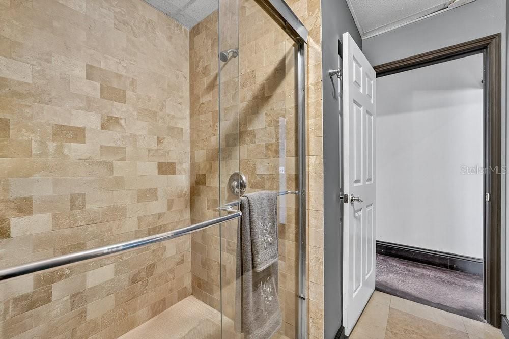 Bathroom, Glass Shower, Interior, Stone Walls