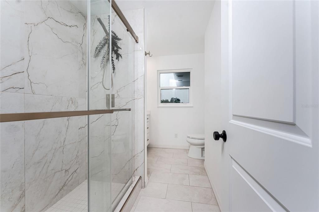 Bathroom, Glass Shower, Interior, Marble Walls