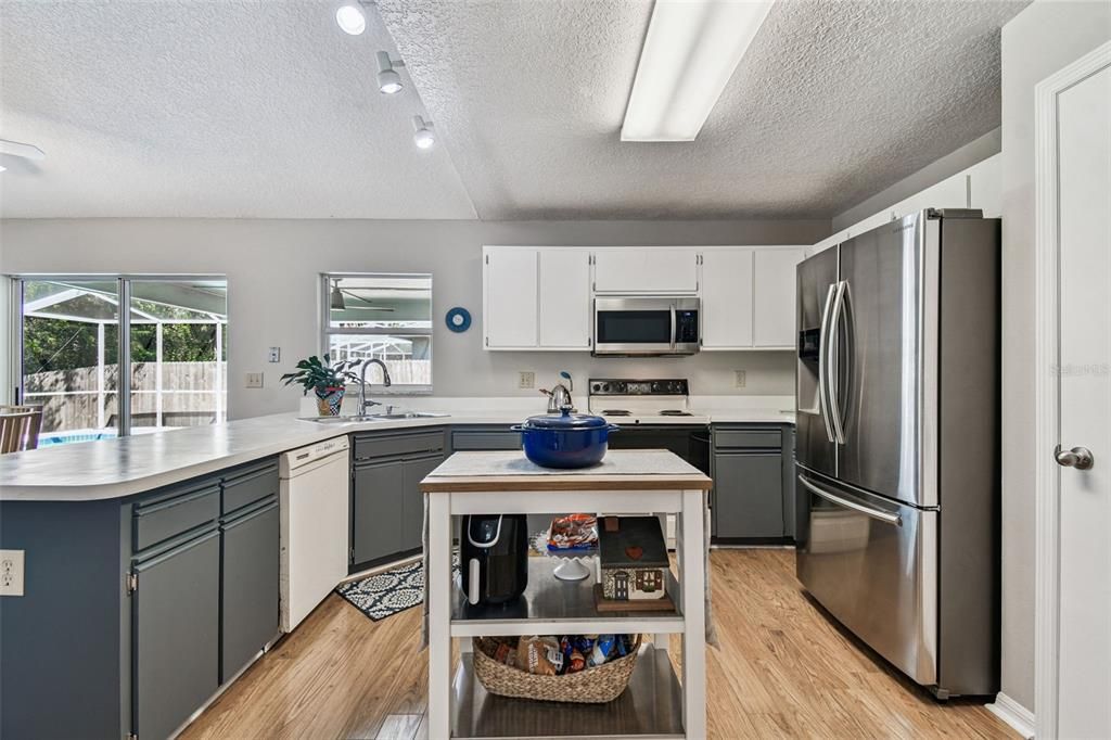 Interior, Kitchen, Stainless Steel Appliances, Wood Texture Flooring