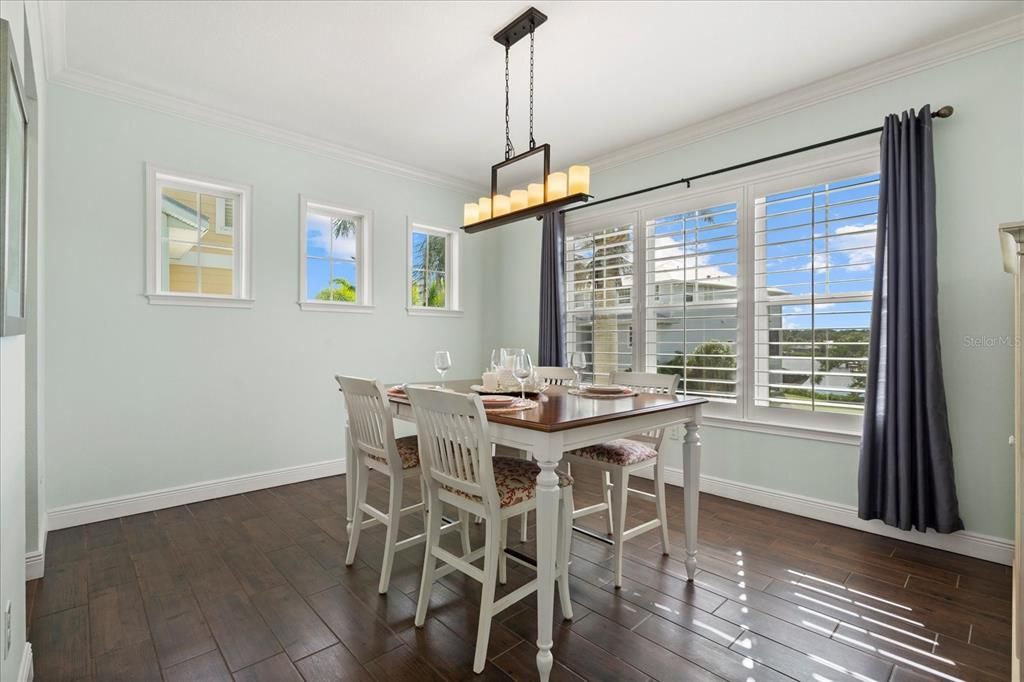 Chandelier, Dining room, Interior, Wood Texture Flooring