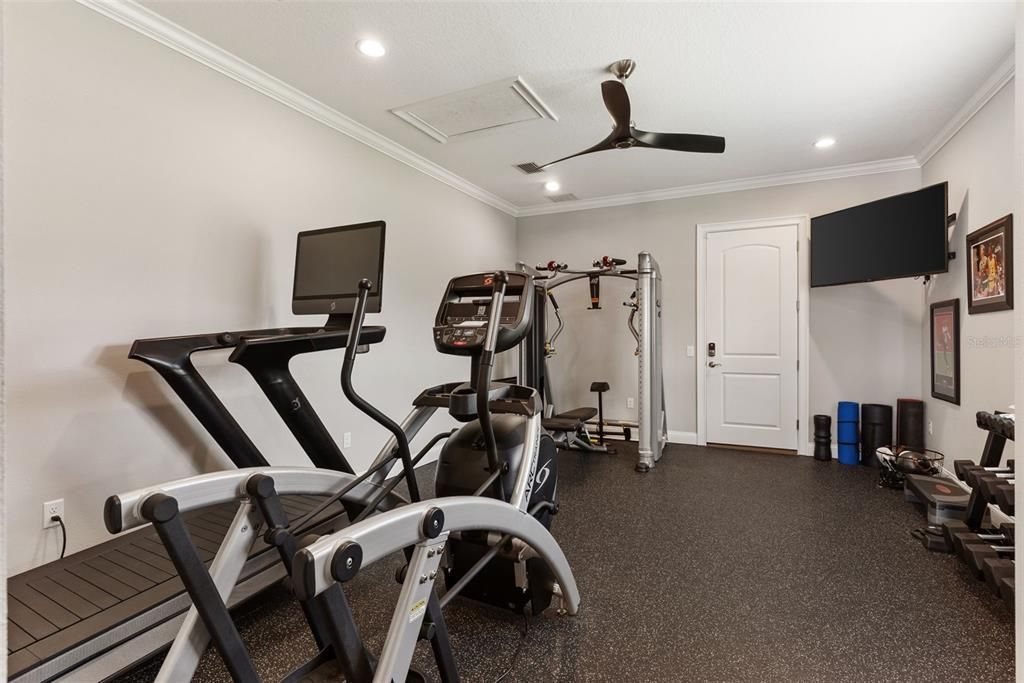 Fitness Equipment, Gym, Interior, Recessed Lighting