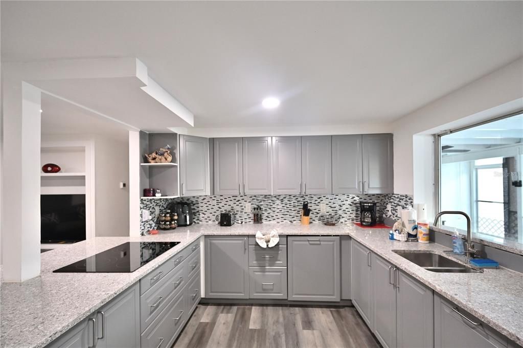 Interior, Kitchen, Recessed Lighting, Wood Texture Flooring