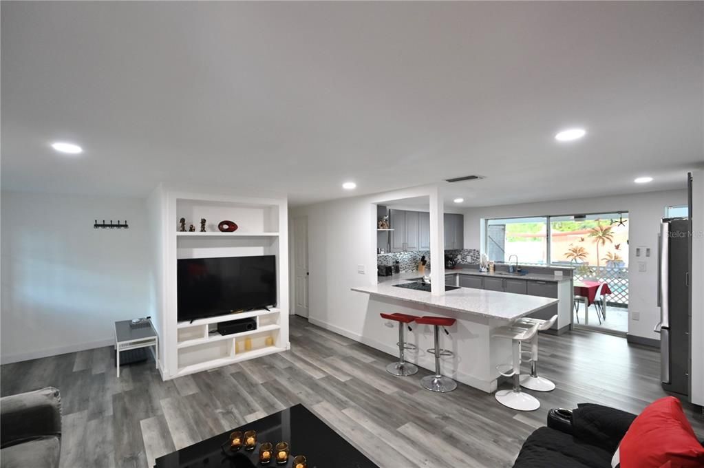 Interior, Kitchen, Recessed Lighting, Wood Texture Flooring