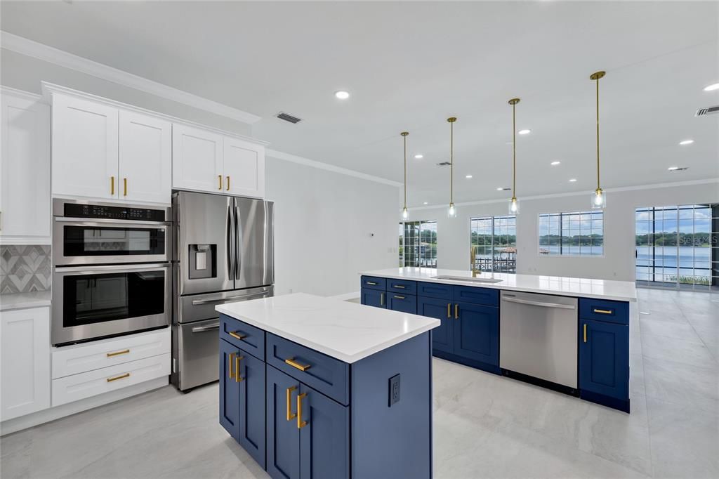 Interior, Kitchen, Pendant Lights, Recessed Lighting, Stainless Steel Appliances, Water