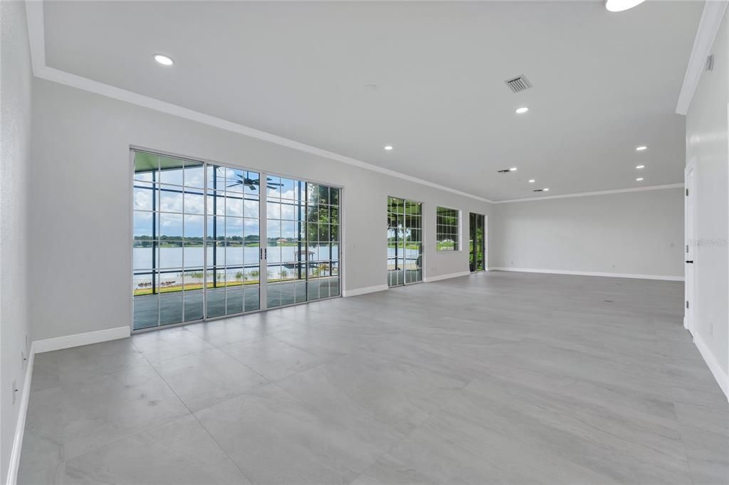 Empty room, Interior, Recessed Lighting, Water