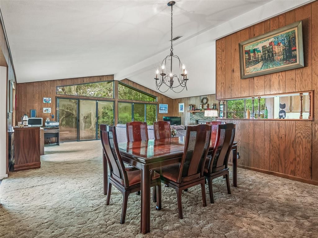 Chandelier, Dining room, Interior, Wooden Walls